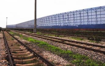Part of the steel sand fence for railway